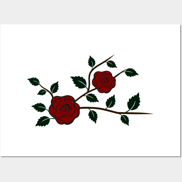 Rose Branch with flowers Wall Art by ShirtyLife